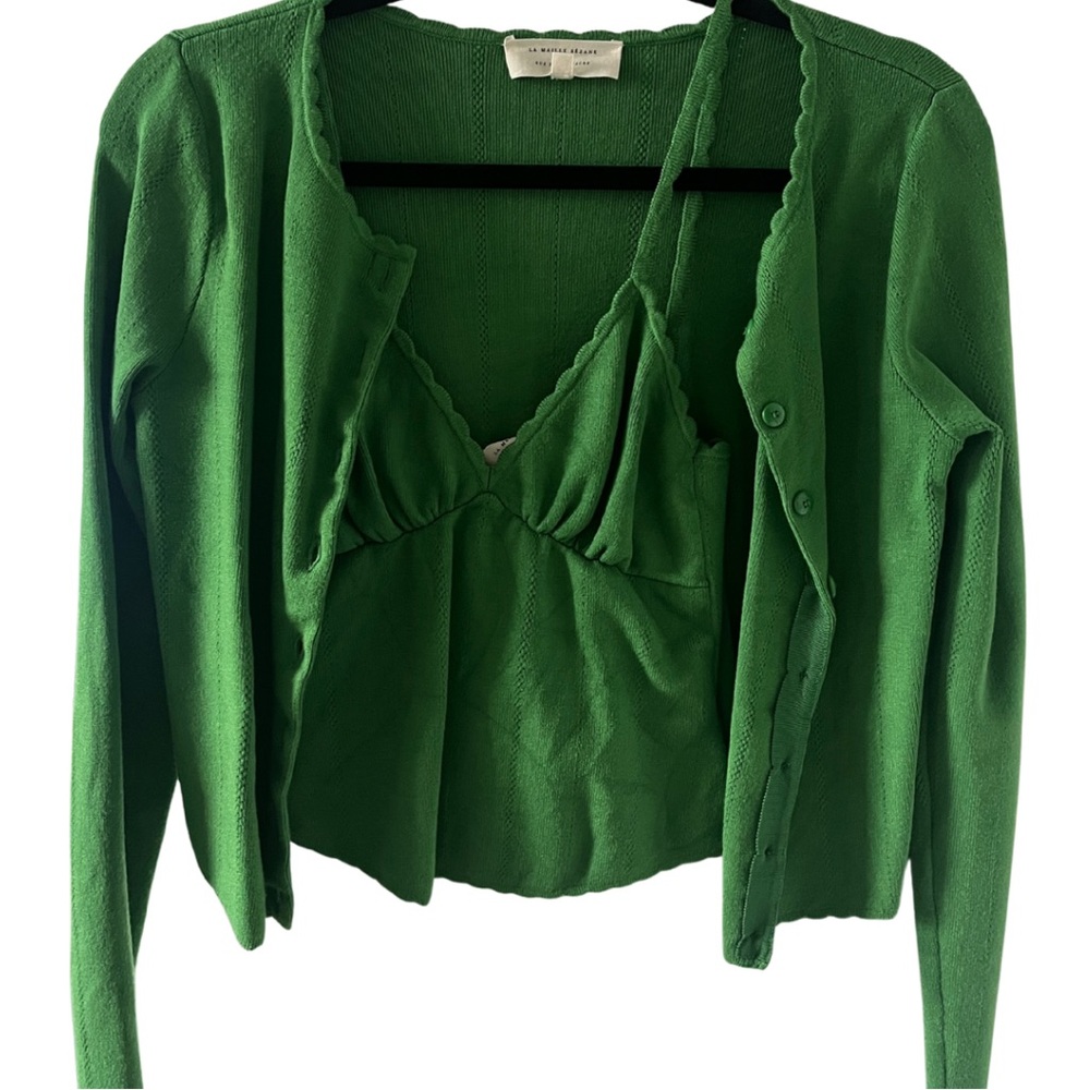 Sezane Elie Cardigan Green - Size XS